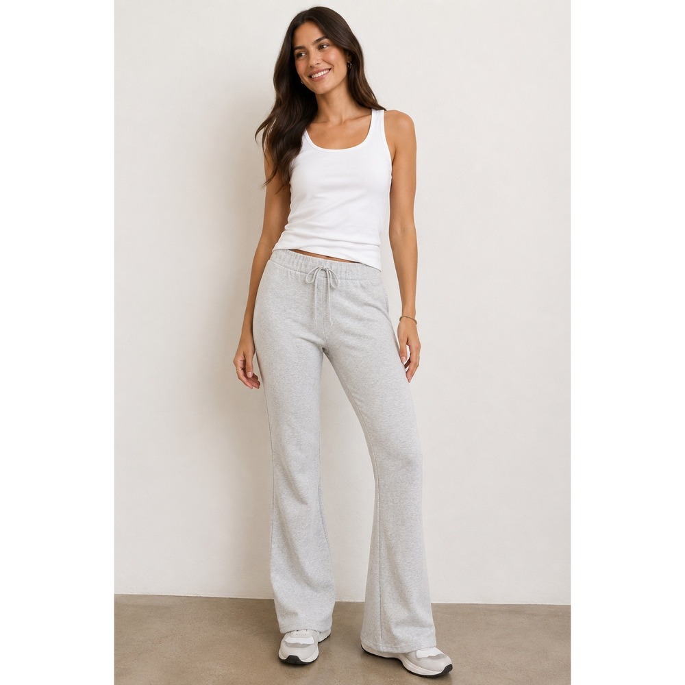 No Boundaries Fleece Flare Pants‎ M Gray Tie Waist Lounge Sweatpants
